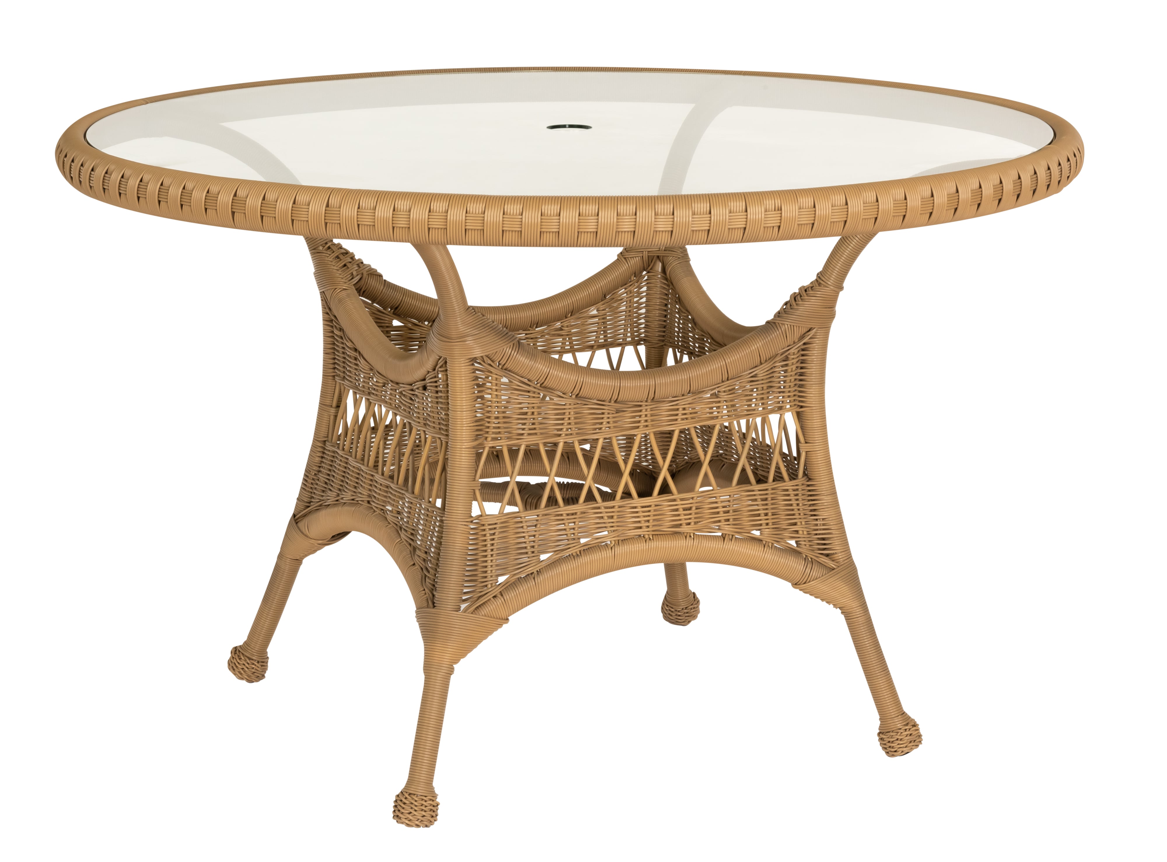 Woodard Sommerwind 48" Round Glass-Top Table w/Umbrella Hole