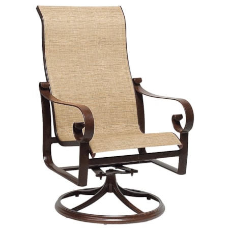 Sling High-Back Swivel Rocking Dining Chair
