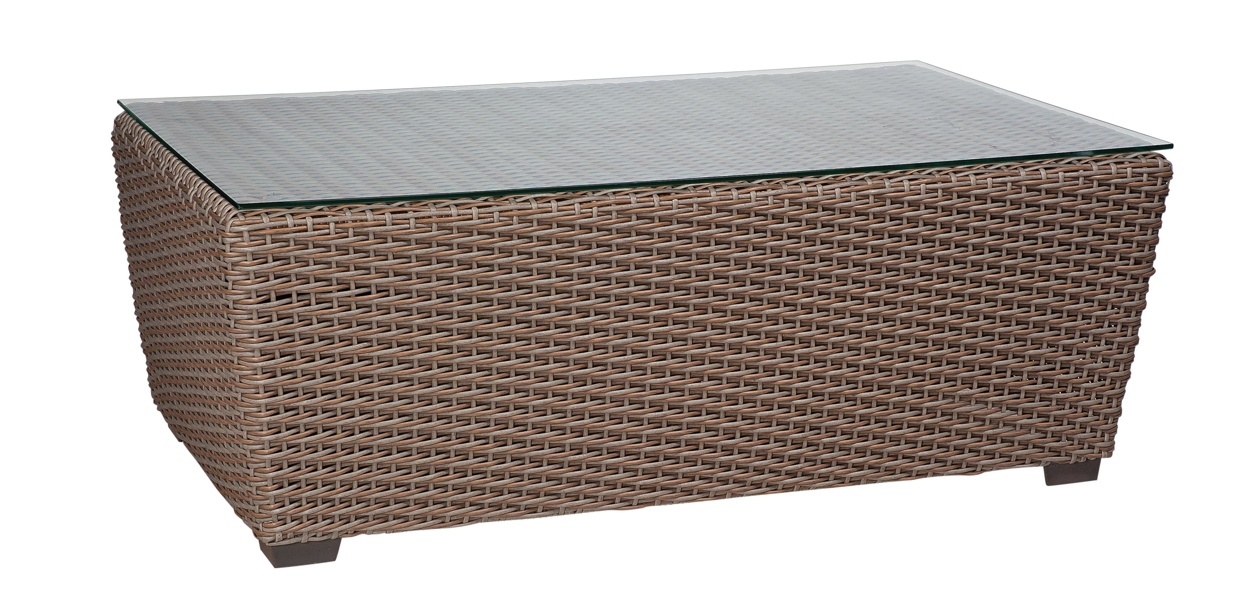 Woven Coffee Table with Glass Top