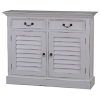 Sideboard with Louvered Doors and 2 Drawers Finished in Light Dove Grey