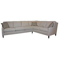 Customizable 6 Seat Sectional with Box Backs, Cresent Arms and Tapered Legs