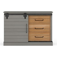 Sonoma Two-Tone Sideboard with 3 Drawers, One Sliding Door and 2 Shelves Finished in White Charleston and Driftwood
