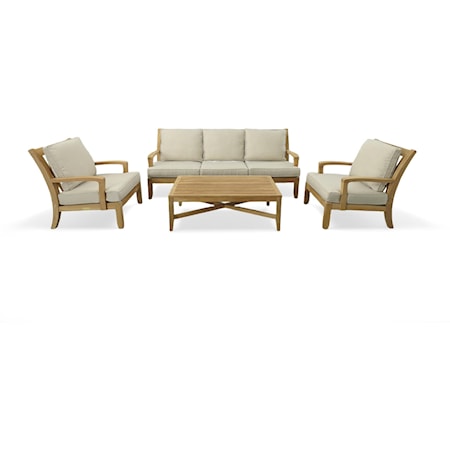 Teak Sofa, 2 Chairs and Cocktail Table Set