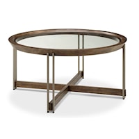 Contemporary Round Cocktail Table with Glass Table Top