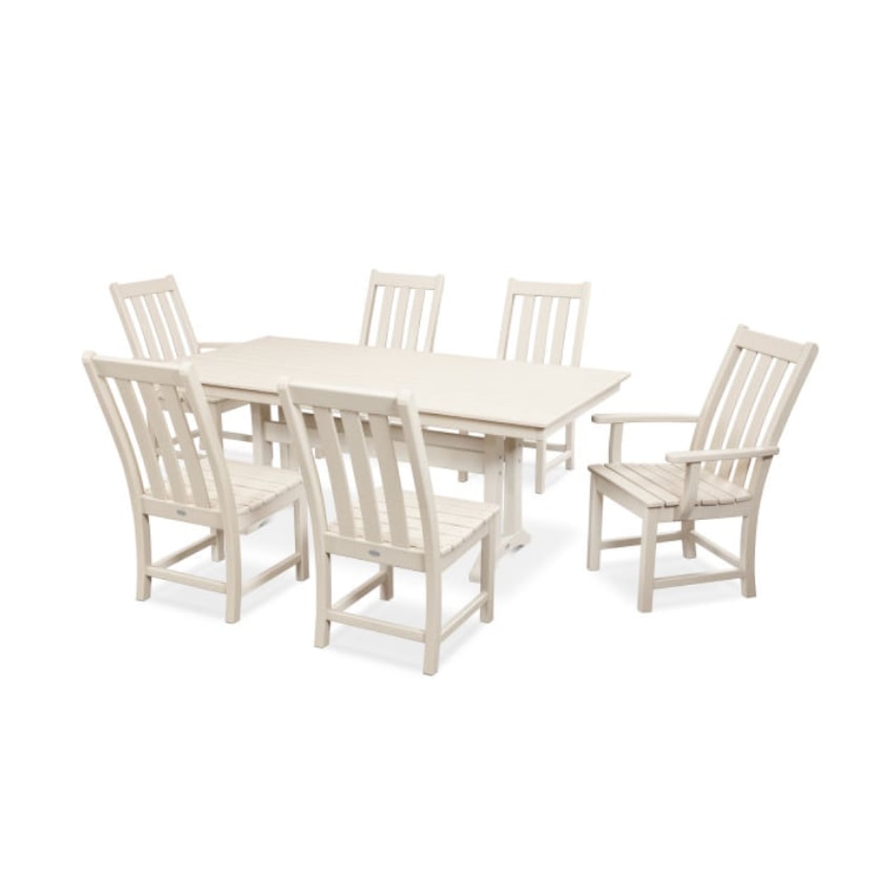 Polywood Dining Sets 7 PC Farmhouse Dining Set w/Trestle Legs