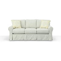 3 Seat Slipcover Sofa with Throw Pillows
