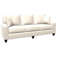 Custom Design 90 inch Sofa with Large Track Arms and Large Tapered Legs