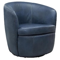 Swivel Club Chair in Vintage Navy Leather
