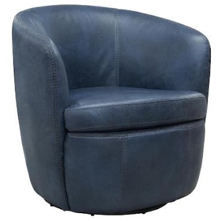 Swivel Club Chair in Vintage Navy Leather