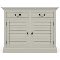 Sideboard with Louvered Doors and 2 Drawers Finished in Grey Mist