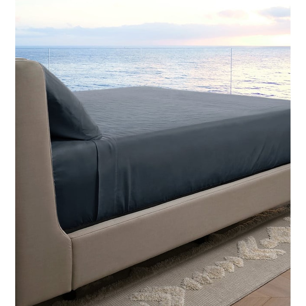 Cariloha Resort Bamboo Bed Sheets Set of Standard Bamboo Pillowcases-Blue Lago