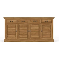 Buffet with 4 Shutter Doors and 4 Drawers in Antique French Oak Finish