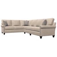 2 Piece-6 Seat Sectional with Panel Arms and Tapered Legs