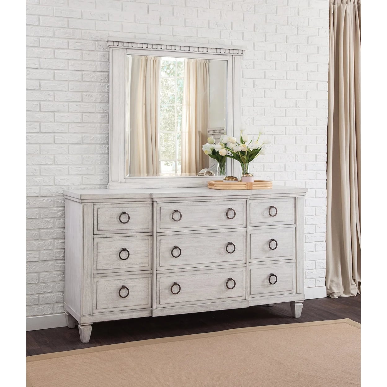 American Woodcrafters Salter Path Cottage Style Dresser & Mirror