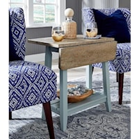 Drop Leaf End Table in Two-Tone Cottage Blue/Acorn