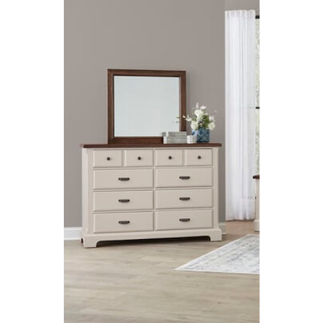 Vaughan Bassett 817-Lancaster County-Amish Walnut Two-Tone Dresser/Mirror