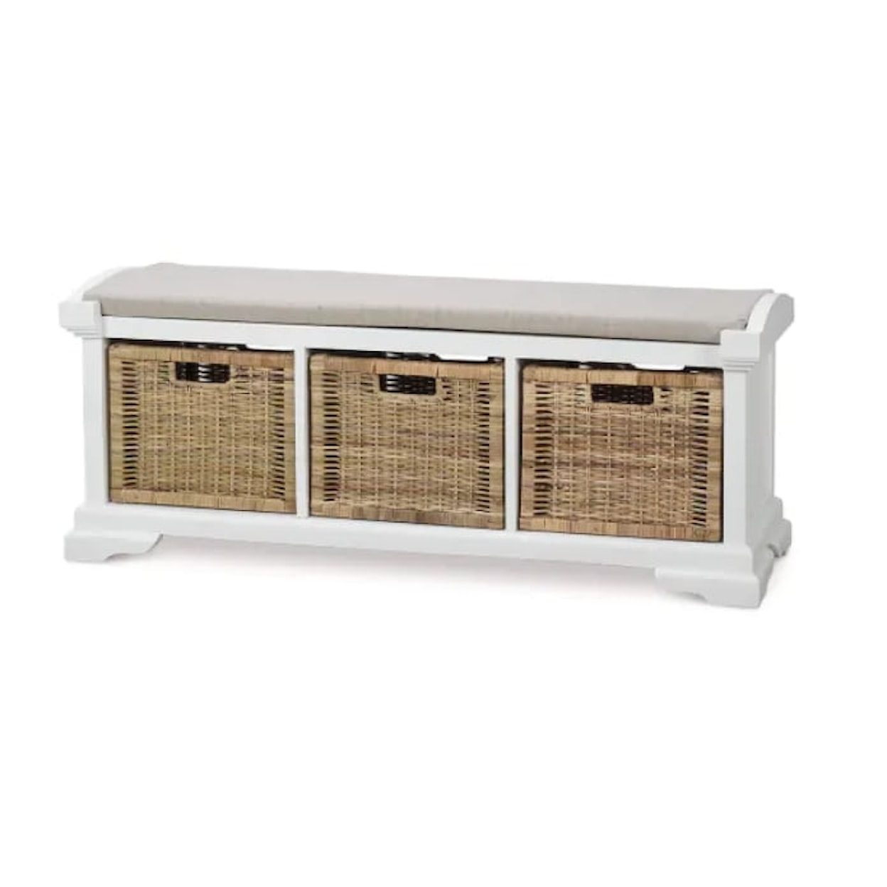 Bramble Homestead Homestead Storage Bench  with Rattan Baskets