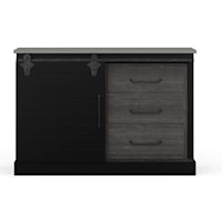 Sonoma Two-Tone Sideboard with 3 Drawers, One Sliding Door and 2 Shelves Finished in Batavia Black & Greystone with Light Distressing