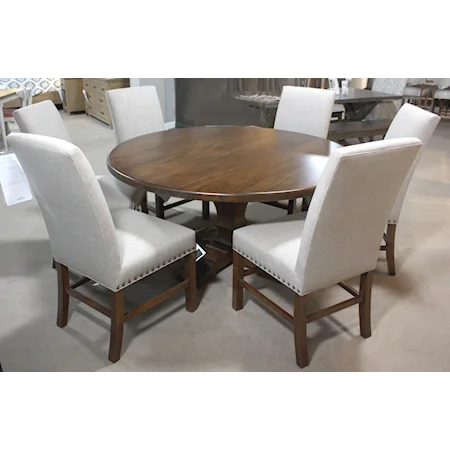 Customizable 7 Piece Round Dining Set with 6 Side Chairs and Table