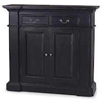 Small Sideboard with 2 Drawers, 2 Doors and a Shelf Behind the Doors Finished in Black Harvest