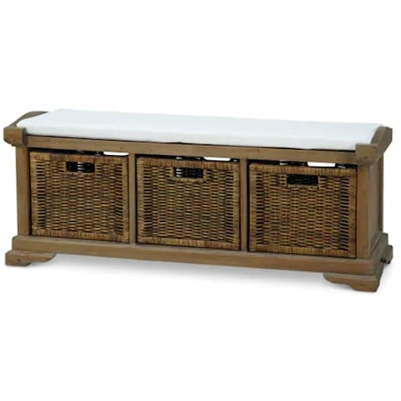 Homestead Benchwith Rattan Baskets