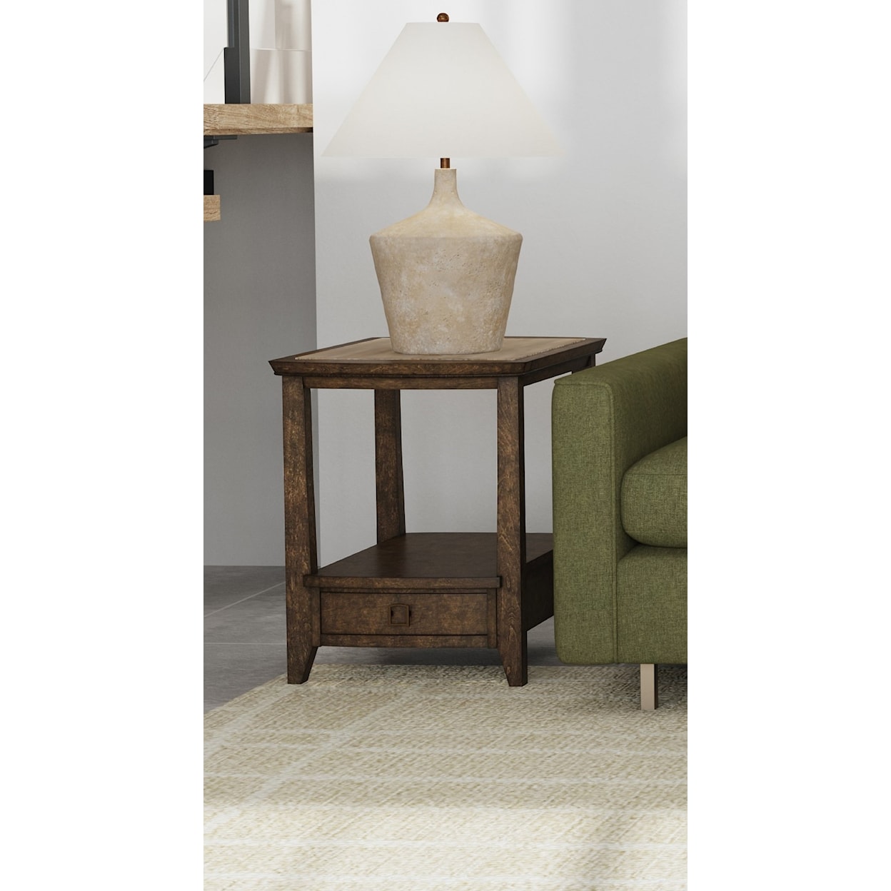 Null Furniture 6023-Woodmill Transitional End Table with One Drawer
