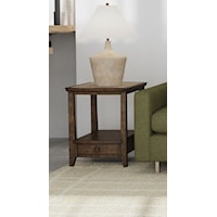 Rustic Rectangular End Table with Open Storage