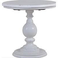 Round Lamp Table Finished in White Harvest Distressed