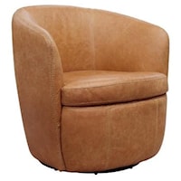 Swivel Club Chair in Vintage Saddle Leather