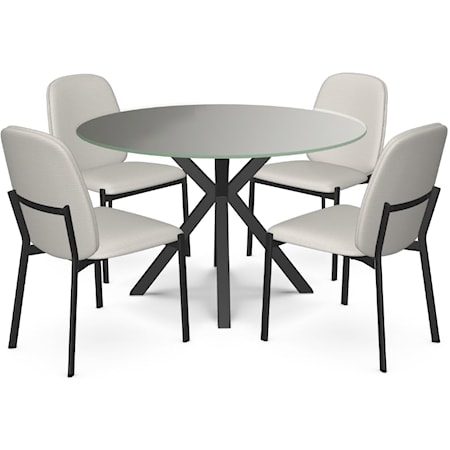 5 Piece Contemporary Set w/ Glass Top Table