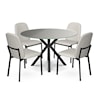 Amisco Asterisk 5 Piece Contemporary Set w/ Glass Top Table