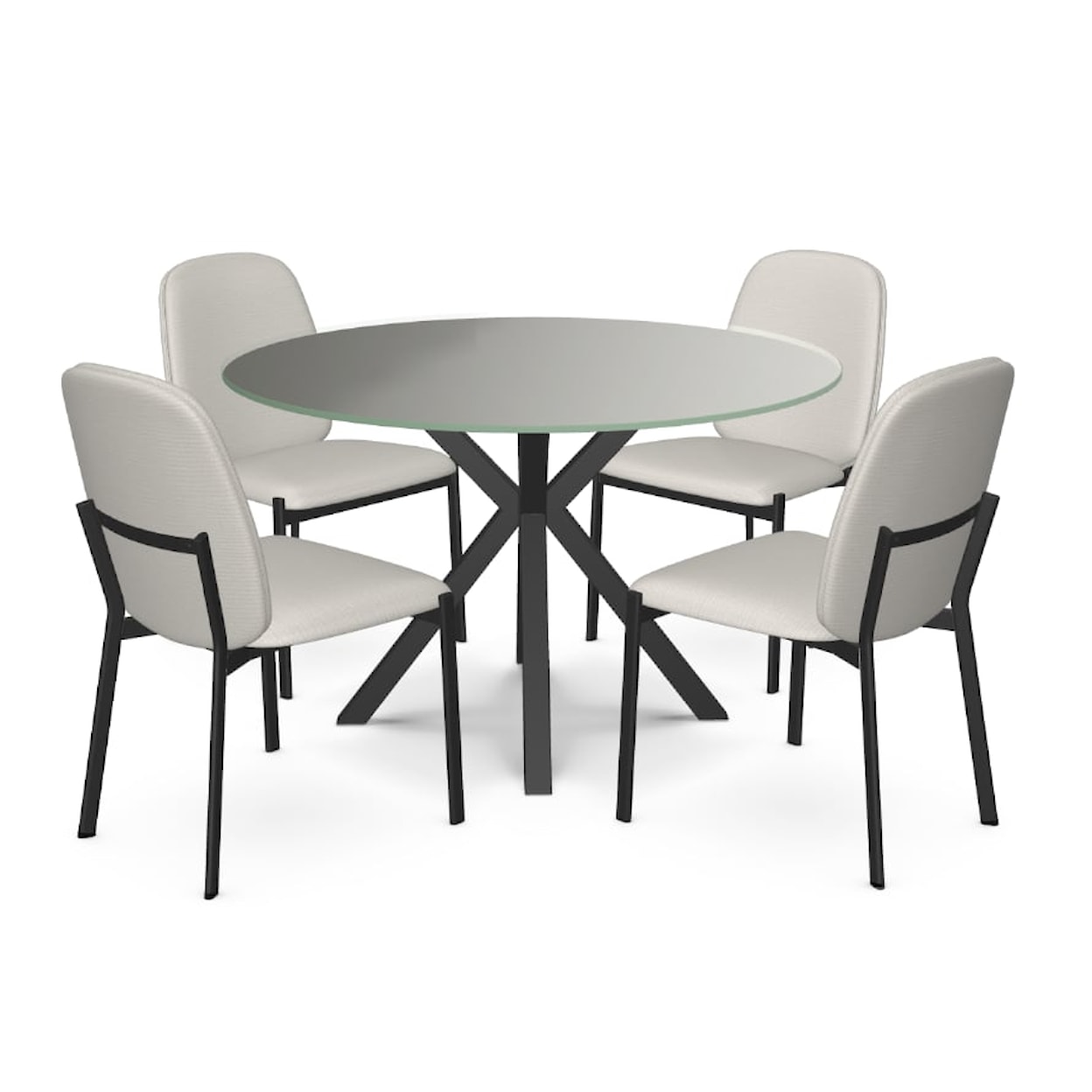 Amisco Asterisk 5 Piece Contemporary Set w/ Glass Top Table