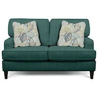 2 Seat Loveseat with Recessed Track Arms and Tapered Legs