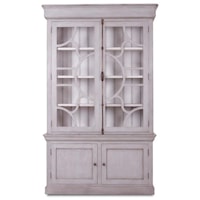 Glass Door Display Cabinet with Shelves Finished in Gray and White Charlestone