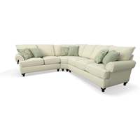 Traditional 3 Piece Sectional with Turned Legs