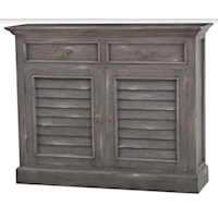 Sideboard with Louvered Doors and 2 Drawers Finished in Grey Stone