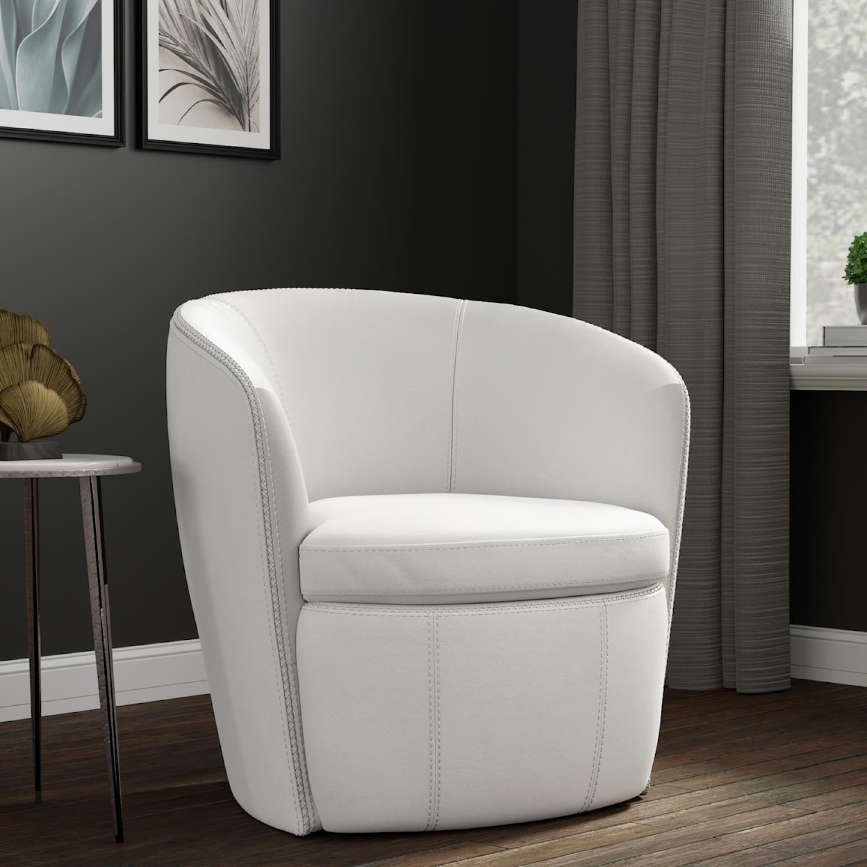 Parker Living Barolo Swivel Club Chair in Snow