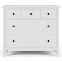 5 Drawer Dresser Finished in Weathered White
