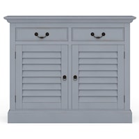 Sideboard with Louvered Doors and 2 Drawers Finished in Weathered Grey