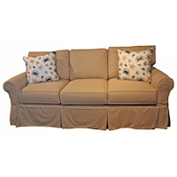 84 Inch Casual Slipcover Sofa with 3 Seats, 3 Box Backs and Rolled Arms