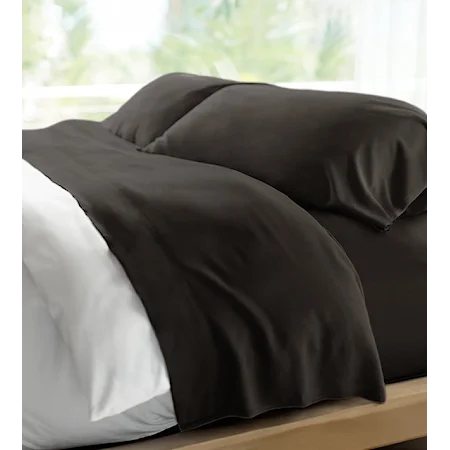 Queen Retreat Bamboo Bed Sheet Set in Black Sand