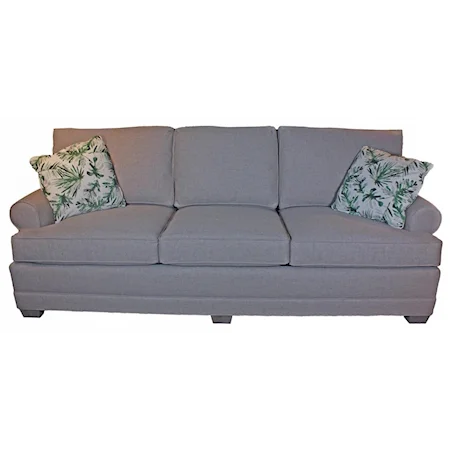 Customizable 3 Cushion Sofa with Sock Arms and T-Cushion Seats