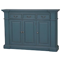 Narrow 3 Drawer Sideboard Finished in Marina Blue