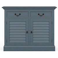 Sideboard with Louvered Doors and 2 Drawers Finished in Shale Blue