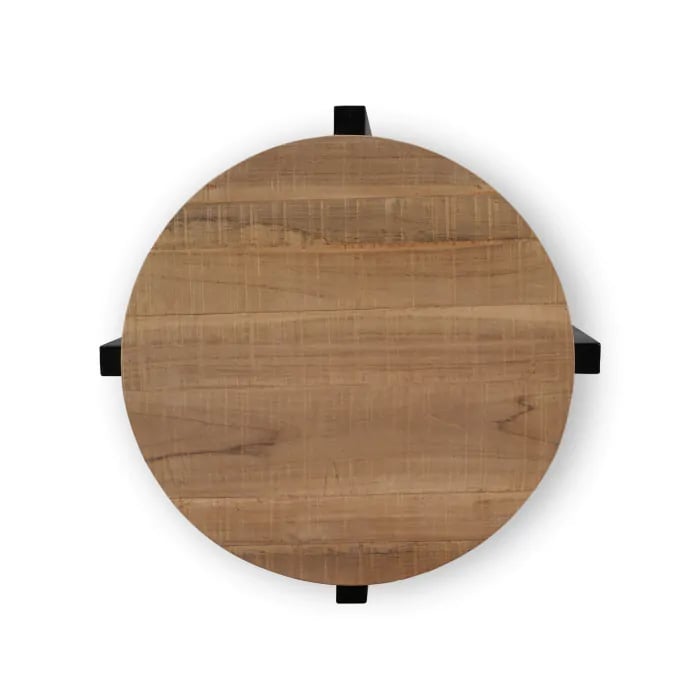 Teak Tuscan Round End Table with Metal Base