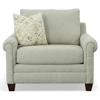 Chair and a Half with Panel Arms and Throw Pillow