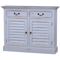 Sideboard with Louvered Doors and 2 Drawers Finished in Ocean Blue