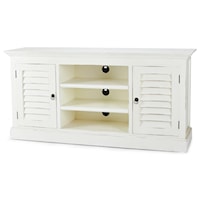 Entertainment Cabinet with Louvered Doors, 2 Shelves and Wire Management Openings Finished in White Harvest