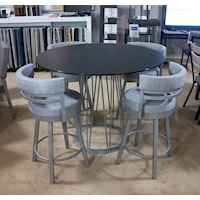 Customizable Calypso Counter Height Glass Table with 4 Ronny Counter Height Swivel Stools