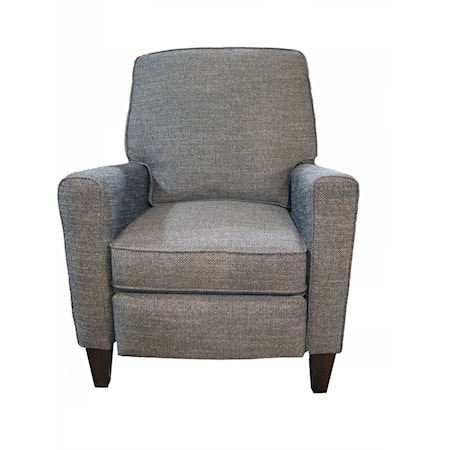 Transitional Recliner with Exposed Wood Legs